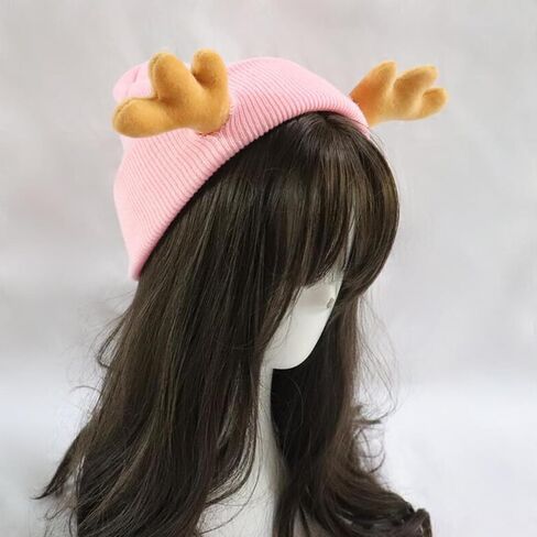 NUEAYMS Novelty Knitted Cap for Women Men Adult Beanies Hat Pullover Evil Horns Hat Unisex Halloween Hat Party Props in Saudi Arabia
