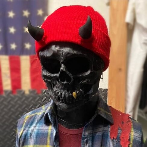NUEAYMS Novelty Knitted Cap for Women Men Adult Beanies Hat Pullover Evil Horns Hat Unisex Halloween Hat Party Props in Saudi Arabia