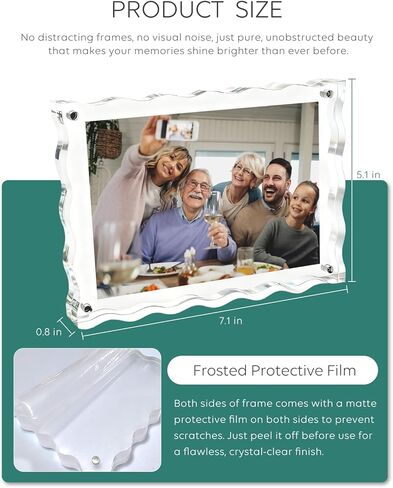 3 عبوات من إطارات الصور الأكريليك، إطارات صور مغناطيسية مقاس 4x6 بوصة مع كتلة سميكة 10+10 مم، إطار أكريليك مغناطيسي مزدوج الجوانب للذكريات العائلية، مثالية لديكور المنزل والمكتب (حافة الأزهار، 4x6) in Saudi Arabia