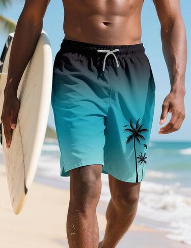 Men's Hawaiian Swim Trunks with Mesh Lining & Pockets Quick-Dry Beach Shorts for Swimming Surfing Tropical Vacation in Saudi Arabia