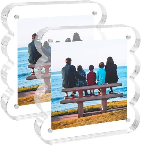 2 Pack Acrylic Picture Frame, 4x6 inch Magnetic Picture Frames, Double Sided Magnet Frames,10+10mm Thick Block,Clear Acrylic Frame for Recording Memories,Perfect for Home Office Decor (2Pack, 4X6) in Saudi Arabia
