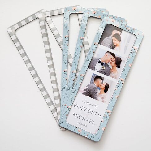 Magnetic Frames For 2x6 Photo Booth Strips – Set of 5 – White, Black, or Floral Design Photo Picture Holders – Magnetic Paper Cutout for Photobooth Photos – Simple Slim Frames for Fridge, Locker, or Party Keepsakes (5, BLACK) in Saudi Arabia