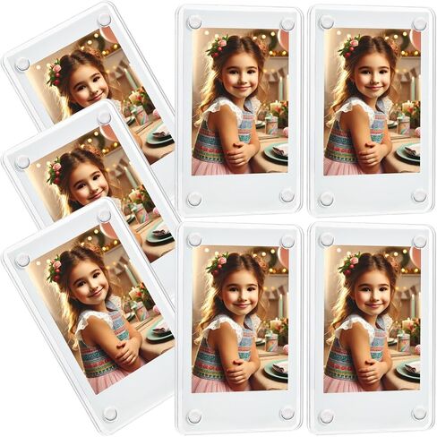 7 Packs Magnets Frame for Refrigerator, Acrylic Fridge Magnetic Picture Frame, Mini Photo Frames, Instax Clear Picture Magnet Display Frame 2.36 X 3.54 Inches in Saudi Arabia