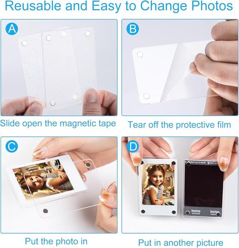 7 Packs Magnets Frame for Refrigerator, Acrylic Fridge Magnetic Picture Frame, Mini Photo Frames, Instax Clear Picture Magnet Display Frame 2.36 X 3.54 Inches in Saudi Arabia