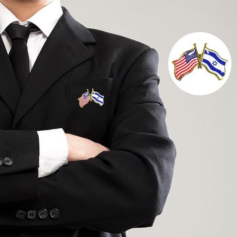 6/12 Pack America Israel Flag Lapel Pins, Metal Friendship Pin for Tie Hat Cuff Bag, Pins Badge Souvenir for Men Women in Saudi Arabia