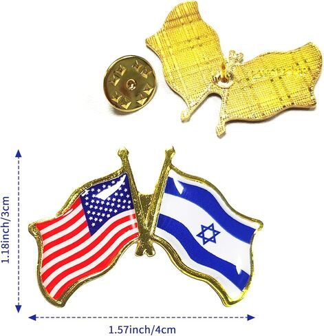 6/12 Pack America Israel Flag Lapel Pins, Metal Friendship Pin for Tie Hat Cuff Bag, Pins Badge Souvenir for Men Women in Saudi Arabia