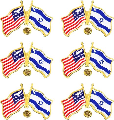 6/12 Pack America Israel Flag Lapel Pins, Metal Friendship Pin for Tie Hat Cuff Bag, Pins Badge Souvenir for Men Women in Saudi Arabia