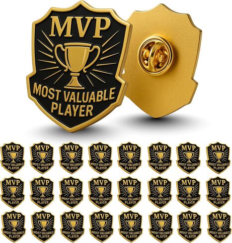 مجموعة MVP & GOAT دبوس طية صدر السترة 24 قطعة دبوس جائزة الأفضل على الإطلاق مع مشبك فراشة لهدايا الفريق الرياضي، البيسبول، كرة القدم، كرة السلة، الكرة الطائرة، المدرب، الرئيس، التعرف على الموظفين in Kuwait