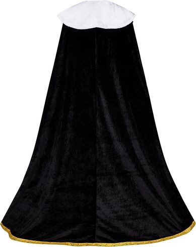 King Cape for Man, Queen for Women - Adult Medieval With White Fur Collar Gold Border, Black Red Fake Two Pieces in Saudi Arabia