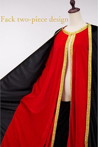 King Cape for Man, Queen for Women - Adult Medieval With White Fur Collar Gold Border, Black Red Fake Two Pieces in Saudi Arabia