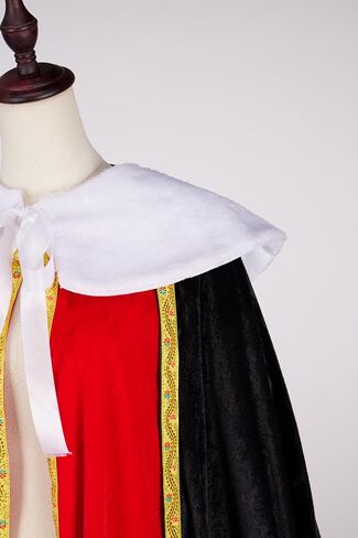King Cape for Man, Queen for Women - Adult Medieval With White Fur Collar Gold Border, Black Red Fake Two Pieces in Saudi Arabia