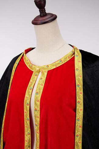 King Cape for Man, Queen for Women - Adult Medieval With White Fur Collar Gold Border, Black Red Fake Two Pieces in Saudi Arabia