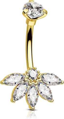 Lotus Belly Button Ring, 14G Belly Navel Rings for Women, Surgical Steel Belly Button Piercing Jewelry in Saudi Arabia