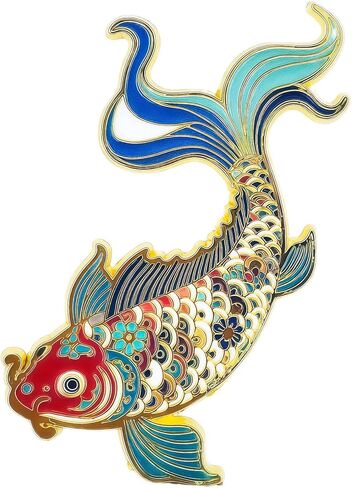 RCWG Lucky Pin, Chinese Koi Fish, Funny Button Pin, Chinese Aesthetic Enamel Lapel Pin for Backpacks, Jackets, Hats, Kids, Girls. Attract Positive Energies Wealth, Health, Luck and Peace in Kuwait