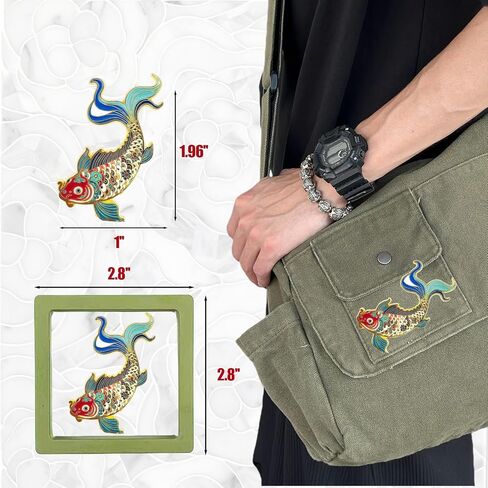 RCWG Lucky Pin, Chinese Koi Fish, Funny Button Pin, Chinese Aesthetic Enamel Lapel Pin for Backpacks, Jackets, Hats, Kids, Girls. Attract Positive Energies Wealth, Health, Luck and Peace in Kuwait