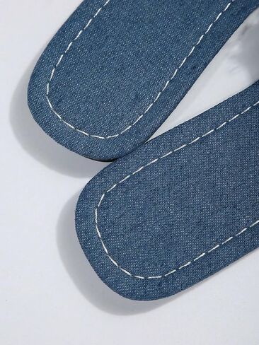 Women's Plaid Square Toe Denim Flat Sandals Raw Trim Jean Sandals Fashion Pattern Slide Sandals in Saudi Arabia