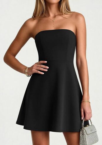 PRETTYGARDEN Women's Strapless Mini Summer Dress 2026 Spring A Line Tube Top Wedding Guest Cocktail Party Short Dresses in Saudi Arabia