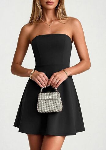 PRETTYGARDEN Women's Strapless Mini Summer Dress 2026 Spring A Line Tube Top Wedding Guest Cocktail Party Short Dresses in Saudi Arabia
