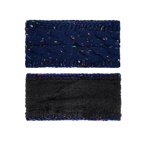 HOVEOX 4 Pack Women Winter Headbands Ear Warmer Headband Fuzzy Fleece Lined Women Warm Knitted Headband (black, beige, blue, brown) in Saudi Arabia