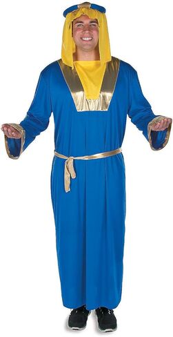 Fun Express King Costume for Men - Biblical Wise Men King Gaspar Blue Robe with Royal Cape, Crown & Sash | Adult Nativity Costume for Christmas Pageants, Church Plays & Religious Events in Saudi Arabia