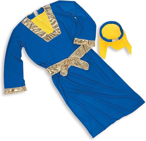 Fun Express King Costume for Men - Biblical Wise Men King Gaspar Blue Robe with Royal Cape, Crown & Sash | Adult Nativity Costume for Christmas Pageants, Church Plays & Religious Events in Saudi Arabia