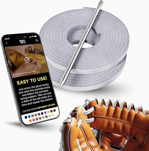 TOFL Softball and Baseball Glove Lace Kit | Mitt Lace Glove Repair Lacing Kit | 2 Leather Laces with Lacing Needle for Catchers Glove| Blue Electric in Kuwait