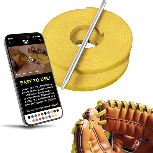 TOFL Softball and Baseball Glove Lace Kit | Mitt Lace Glove Repair Lacing Kit | 2 Leather Laces with Lacing Needle for Catchers Glove| Blue Electric in Kuwait