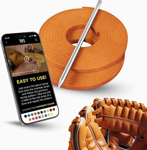 TOFL Softball and Baseball Glove Lace Kit | Mitt Lace Glove Repair Lacing Kit | 2 Leather Laces with Lacing Needle for Catchers Glove| Blue Electric in Kuwait