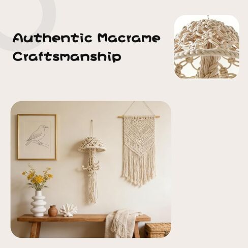 معلقة على الحائط من Macramé، ديكور قنديل البحر المنسوج بالحبل، صائدات الأحلام، لمسات ديكور جدارية مبتكرة (أبيض) in Kuwait