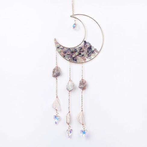 مصغّر حصوه اللون الهلال القمر بلورات الشمس الماسك حلم الماسكات الأحجار الكريمة suncatcher مع زخرفة القلب اليدوية زاك ديكور الحائط للبالغين الفتيات غرفة نوم الزفاف حديقة يبارك هدية in Saudi Arabia