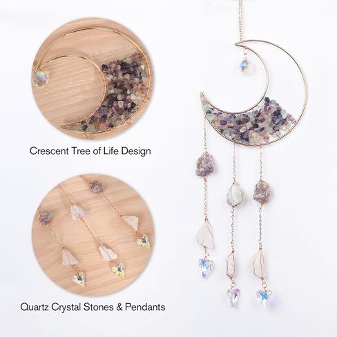 مصغّر حصوه اللون الهلال القمر بلورات الشمس الماسك حلم الماسكات الأحجار الكريمة suncatcher مع زخرفة القلب اليدوية زاك ديكور الحائط للبالغين الفتيات غرفة نوم الزفاف حديقة يبارك هدية in Saudi Arabia