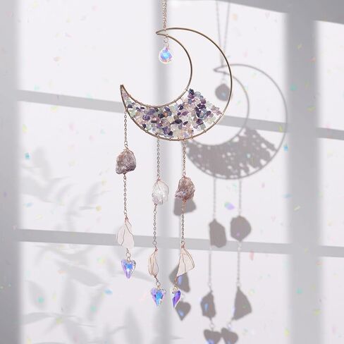 مصغّر حصوه اللون الهلال القمر بلورات الشمس الماسك حلم الماسكات الأحجار الكريمة suncatcher مع زخرفة القلب اليدوية زاك ديكور الحائط للبالغين الفتيات غرفة نوم الزفاف حديقة يبارك هدية in Saudi Arabia