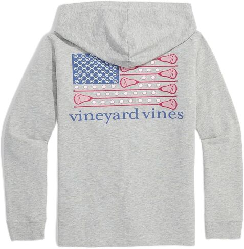 تيشيرت بقلنسوة قطن طويل الأكمام بعلم لاكروس للأولاد من Vineyard Vines للأولاد in Kuwait