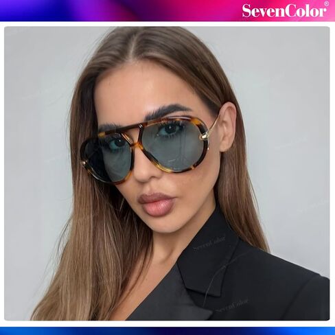 نظارات شمسية عصرية كبيرة الحجم للنساء والرجال، نظارات شمسية ذات درع دائري كبير وظلال عتيقة in Kuwait