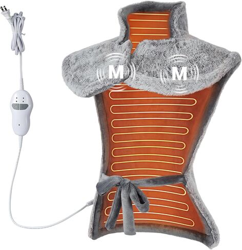 وسادة تدفئة لتدليك الرقبة والأكتاف والظهر، وسادة تدفئة كهربائية كبيرة مقاس 24 بوصة × 35 بوصة لتخفيف آلام الظهر مع 3 مستويات للحرارة، 4 إعدادات للتدليك، إيقاف تلقائي لمدة ساعتين، محركان للتدليك، رمادي in Kuwait