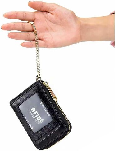 Stylish Genuine Leather Wallet Women's wiht 12 Card Slots, 2 Cash Pockets, Coin Purse & Key Ring（Black） in Saudi Arabia