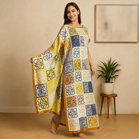 2 Pcs Women's Short Sleeve Jalabiya Round Neck Modest Four Seasons Arabian Clothing Yellow in Saudi Arabia