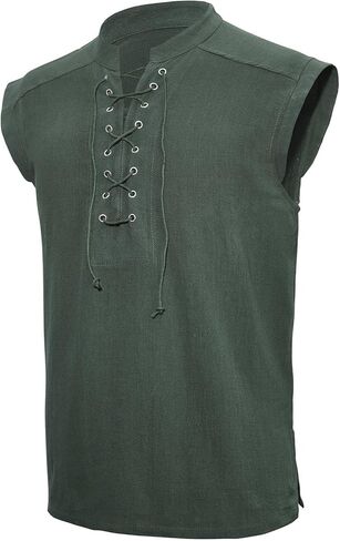 Mens Pirate Renaissance Costume Pirate Shirt Sleeveless Medieval Viking Gothic Celtic Pirate Vest for Men in Saudi Arabia