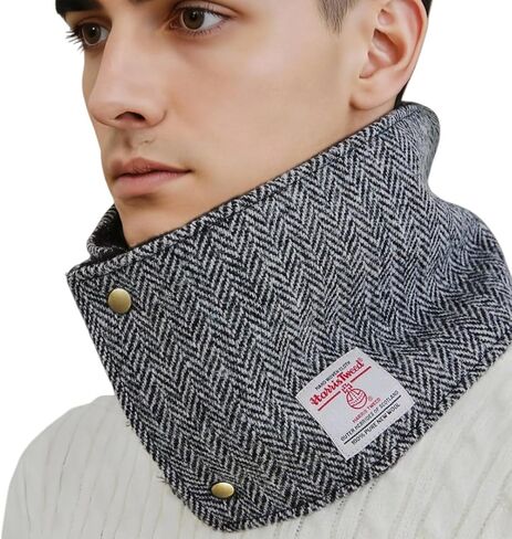 Harris Tweed Wool Neck Warmer for Women and Men, Plaid Snood Scarf with Teddy Fleece Lining and Snap in Saudi Arabia
