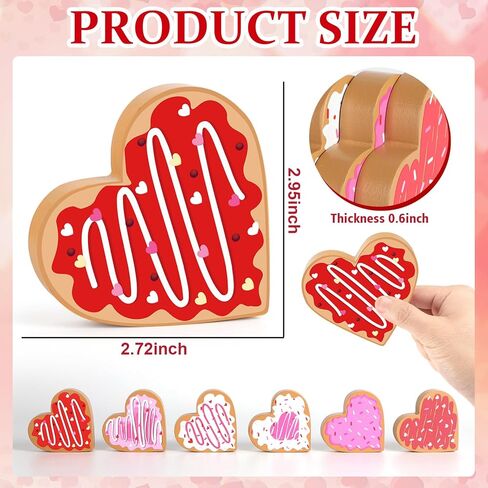 6Pcs Valentine's Day Decorations Double-Sided Wooden Candy Heart Sign Love Block Valentines Tiered Tray Decor for Valentines Day Wedding Home in Saudi Arabia