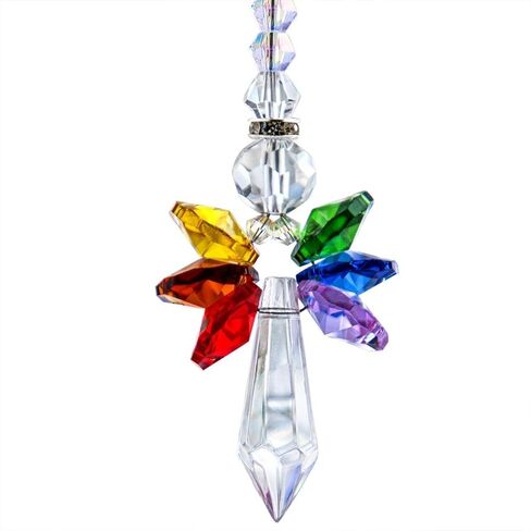 قوس قزح الحديثة الماسك الشمس، كريستال شقرا Suncatcher سيارة سحر قلادة للسيارات مرآة الرؤية الخلفية شنقا الديكور كريستال الكرة بريزم قلادة in Saudi Arabia