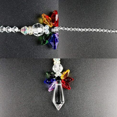 قوس قزح الحديثة الماسك الشمس، كريستال شقرا Suncatcher سيارة سحر قلادة للسيارات مرآة الرؤية الخلفية شنقا الديكور كريستال الكرة بريزم قلادة in Saudi Arabia