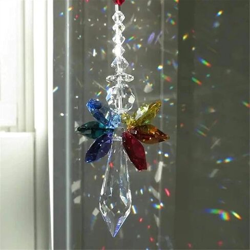 قوس قزح الحديثة الماسك الشمس، كريستال شقرا Suncatcher سيارة سحر قلادة للسيارات مرآة الرؤية الخلفية شنقا الديكور كريستال الكرة بريزم قلادة in Saudi Arabia
