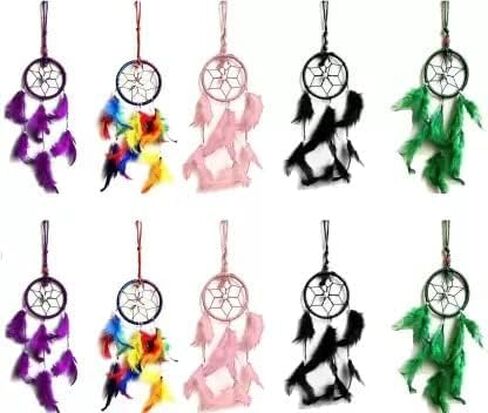 Dream Catcher with Feathers, Handmade Indians Traditional Circular Net for Wall Hanging Decor, Bedroom Kids, Home Decoration Wedding Party Blessing Gift (Dark Pink) in Saudi Arabia