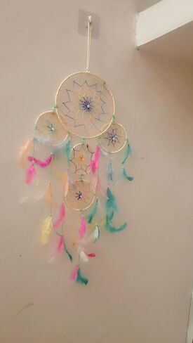 Dream Catcher with Feathers, Handmade Indians Traditional Circular Net for Wall Hanging Decor, Bedroom Kids, Home Decoration Wedding Party Blessing Gift (Dark Pink) in Saudi Arabia