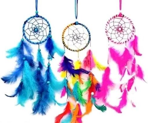 Dream Catcher with Feathers, Handmade Indians Traditional Circular Net for Wall Hanging Decor, Bedroom Kids, Home Decoration Wedding Party Blessing Gift (Dark Pink) in Saudi Arabia