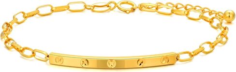 18K Real Gold Bracelets for Women, Simple Yellow Gold Italian Durable Paperclip Chain Bracelets Anniversary Birthday Christmas Jewelry Gift for Wife Mom Sister in Saudi Arabia