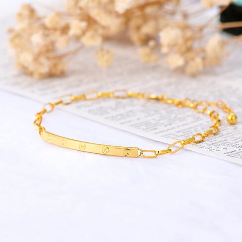 18K Real Gold Bracelets for Women, Simple Yellow Gold Italian Durable Paperclip Chain Bracelets Anniversary Birthday Christmas Jewelry Gift for Wife Mom Sister in Saudi Arabia