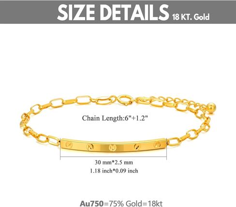 18K Real Gold Bracelets for Women, Simple Yellow Gold Italian Durable Paperclip Chain Bracelets Anniversary Birthday Christmas Jewelry Gift for Wife Mom Sister in Saudi Arabia
