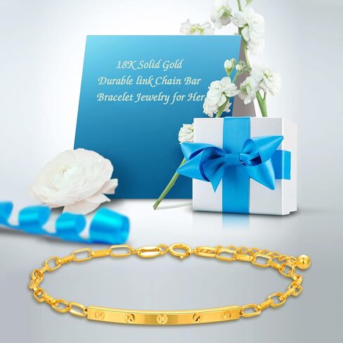 18K Real Gold Bracelets for Women, Simple Yellow Gold Italian Durable Paperclip Chain Bracelets Anniversary Birthday Christmas Jewelry Gift for Wife Mom Sister in Saudi Arabia